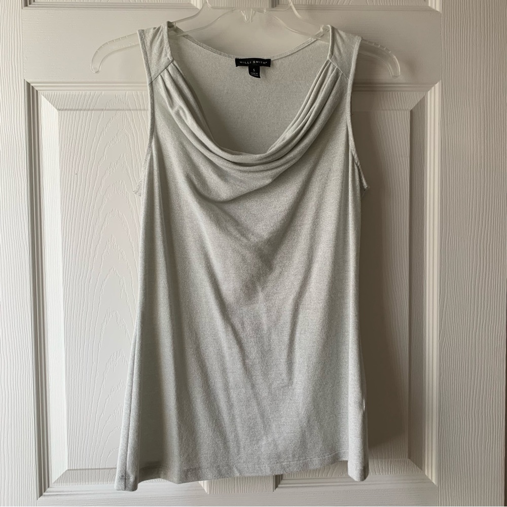 Willi Smith gray $ silver metallic top size S